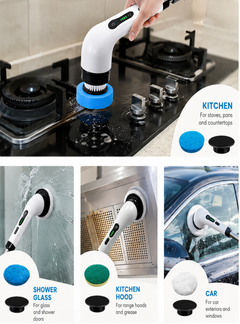 Electric Spin Scrubber – 7 Brush Heads & Adjustable Extension Handle