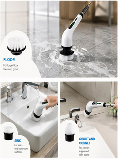 Electric Spin Scrubber – 7 Brush Heads & Adjustable Extension Handle